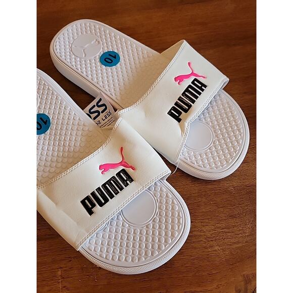 PUMA Women's Slides Size 10 White Pink - Picture 3 of 5
